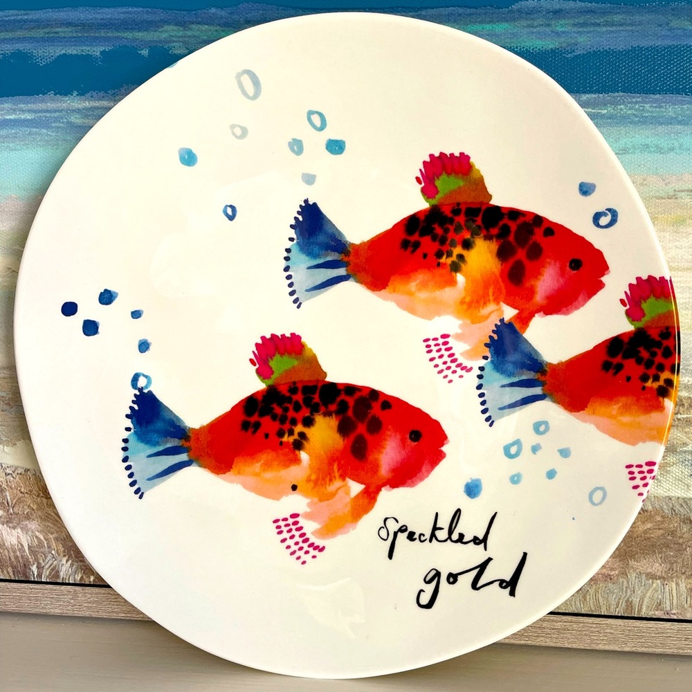 NWOT PIER 1 IMPORTS SPECKLED GOLD FISH PLATE